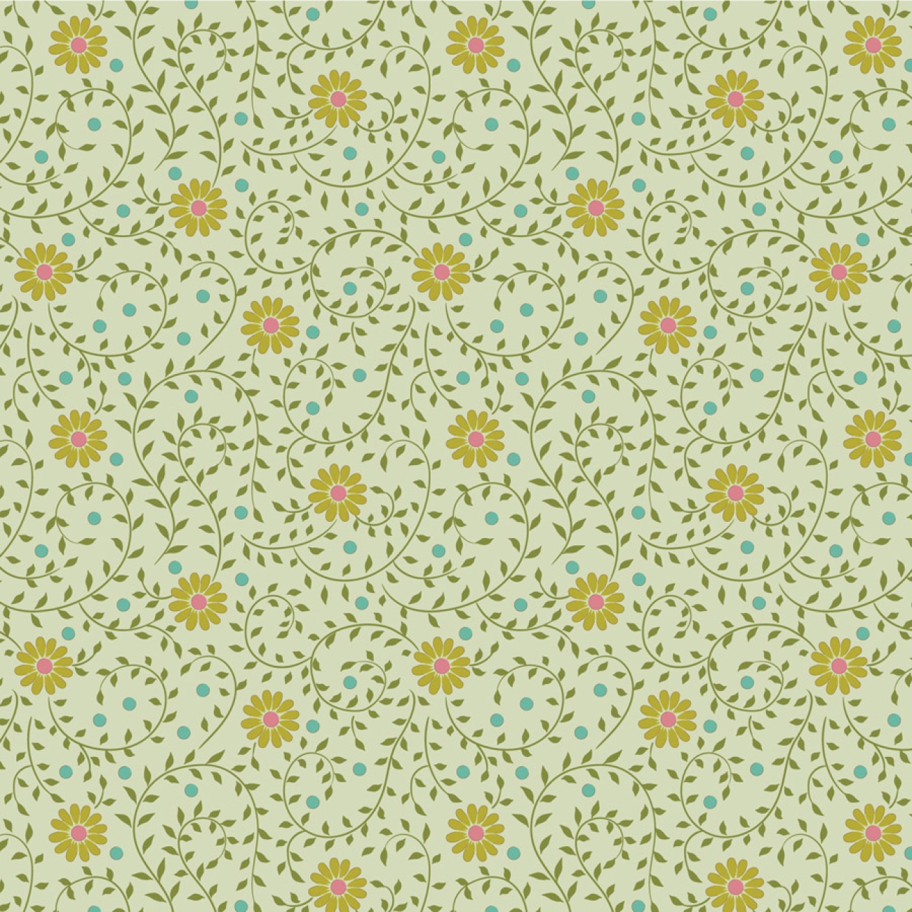Tilda Patchwork Stoff Baumwolle - Sanctuary - Daisydream Pistachio